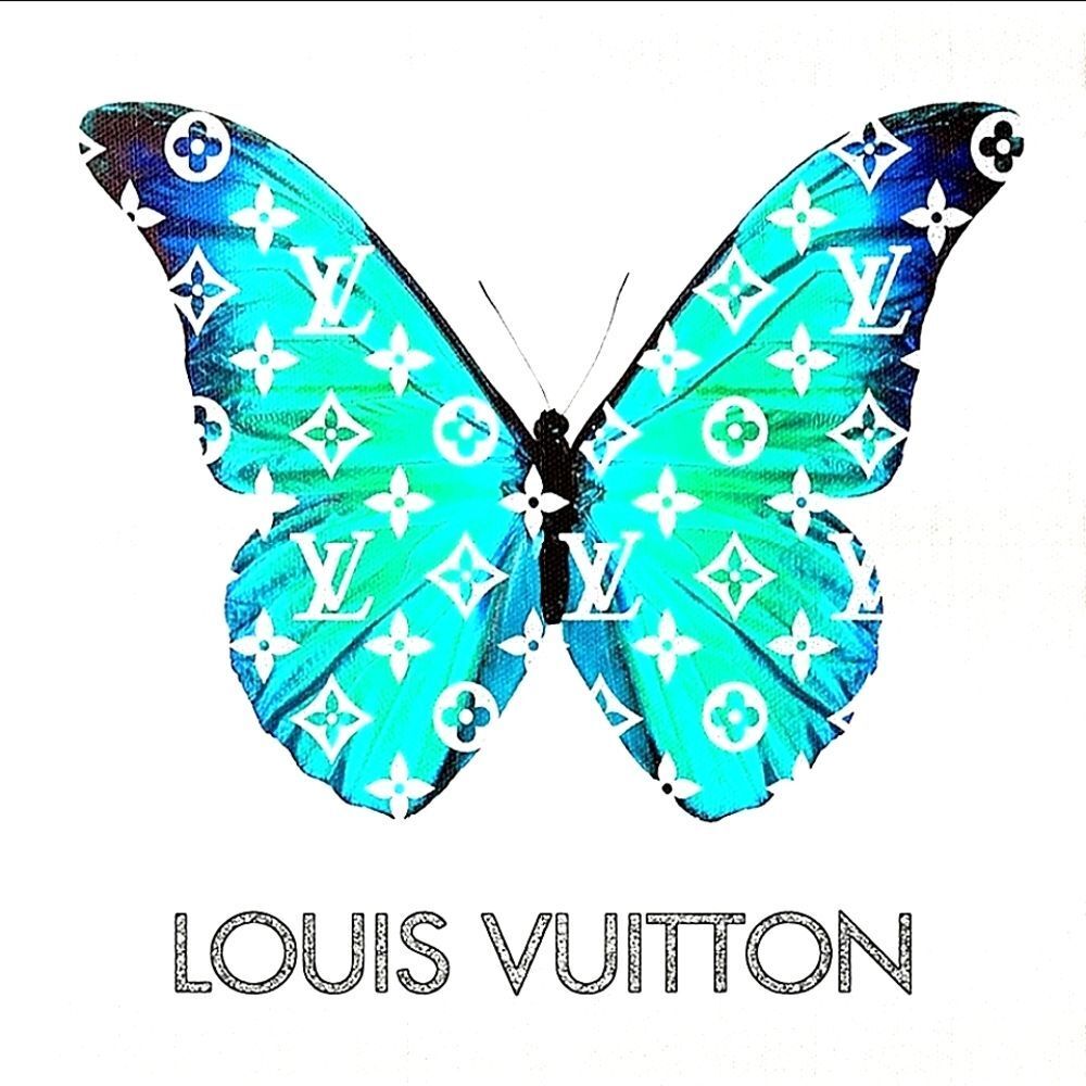 Crystal Luxe Louis Vuitton Logo Butterfly Framed Glossy Wall Decor